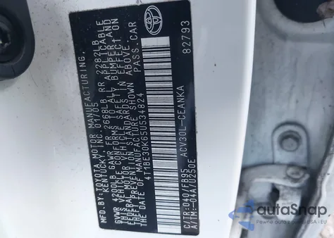 2005 Toyota Camry Le/Xle/Se z USA, uszkodzony, nr VIN 4T1BE30K65U534824